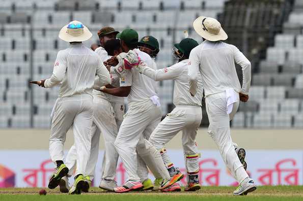 Australia collapsed from 158 for two to 244 all-out, losing the first Test by 20 runs. Australia collapsed from 158 for two to 244 all-out, losing the first Test by 20 runs.