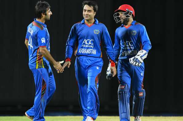Rashid hit a crucial 48 before picking up three wickets in Afghanistan's big win. Rashid hit a crucial 48 before picking up three wickets in Afghanistan's big win.