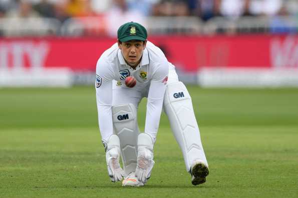 Quinton de Kock suffered a low-grade hamstring strain on the opening day of the four-day Test. Quinton de Kock suffered a low-grade hamstring strain on the opening day of the four-day Test.