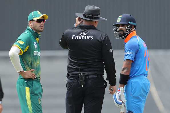 In the second ODI, Lunch was taken with India needing only two runs to win In the second ODI, Lunch was taken with India needing only two runs to win
