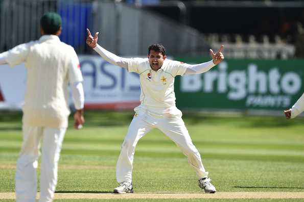 Mohammad Abbas celebrates after picking up the crucial wicket of Ed Joyce on Day 3. Mohammad Abbas celebrates after picking up the crucial wicket of Ed Joyce on Day 3.