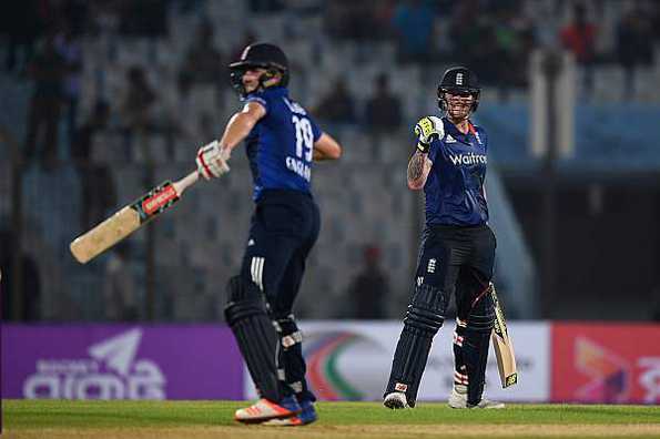 Ben Stokes and Chris Woakes shared an unbroken stand of 42 for the seventh wicket to steer England home