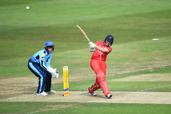 Amy Satterthwaite scored an unbeaten fifty to help Lancashire Thunder to open their account in the 2018 campaign. Amy Satterthwaite scored an unbeaten fifty to help Lancashire Thunder to open their account in the 2018 campaign.