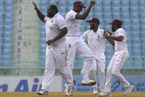 West Indies took less than 30 minutes to wrap up Afghanistan's second innings on third morning. West Indies took less than 30 minutes to wrap up Afghanistan's second innings on third morning.