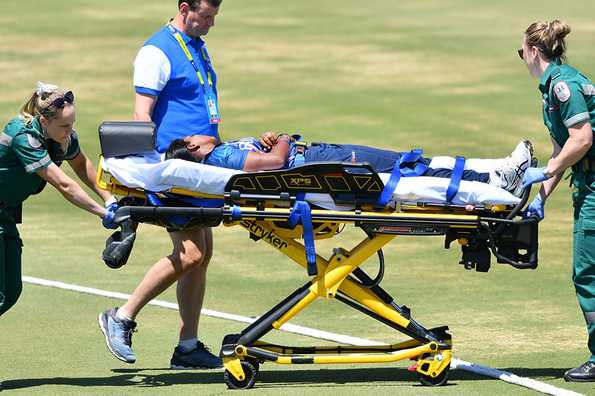The Sri Lanka seamer was struck on her head while fielding during Sri Lanka's T20 World Cup warm-up game The Sri Lanka seamer was struck on her head while fielding during Sri Lanka's T20 World Cup warm-up game