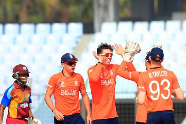 Dane Lawrence scored 55 and then picked up 2 for 38 to help England cruise to a 61-run win against West Indies. Dane Lawrence scored 55 and then picked up 2 for 38 to help England cruise to a 61-run win against West Indies.