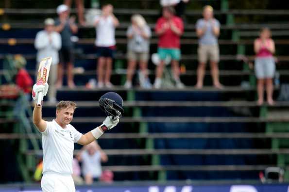 England's Joe Root celebrates reaching his century on day two of the third Test against South Africa in Johannesburg on January 15, 2016. England's Joe Root celebrates reaching his century on day two of the third Test against South Africa in Johannesburg on January 15, 2016.