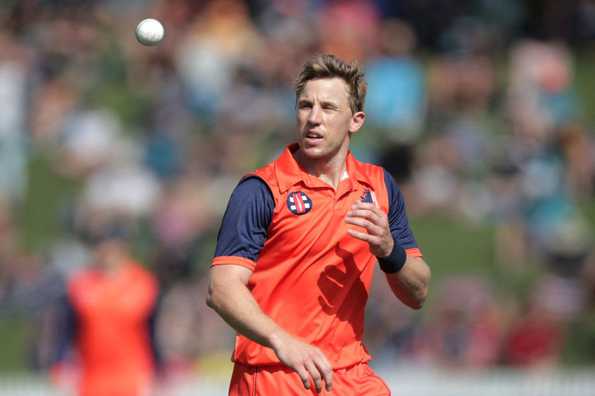 Logan van Beek picked three wickets against PNG Logan van Beek picked three wickets against PNG