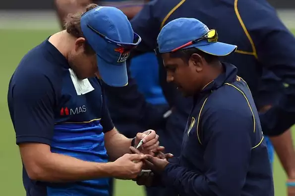 Rangana Herath was unable to bowl more than two over in the nets on Tuesday Rangana Herath was unable to bowl more than two over in the nets on Tuesday