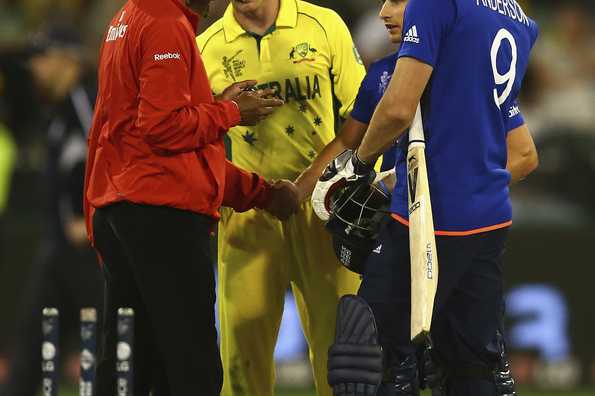 James Anderson was controversially adjudged run out.