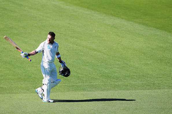McCullum walks back to the pavilion after being dismissed for 195.