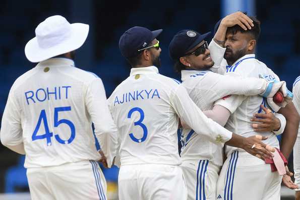 Mukesh picked up his maiden Test wicket in rain-affected morning session on Day 2. Mukesh picked up his maiden Test wicket in rain-affected morning session on Day 2.