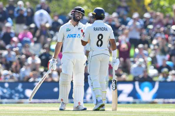 Ravindra and Mitchell added 123 for the fourth wicket. Ravindra and Mitchell added 123 for the fourth wicket.