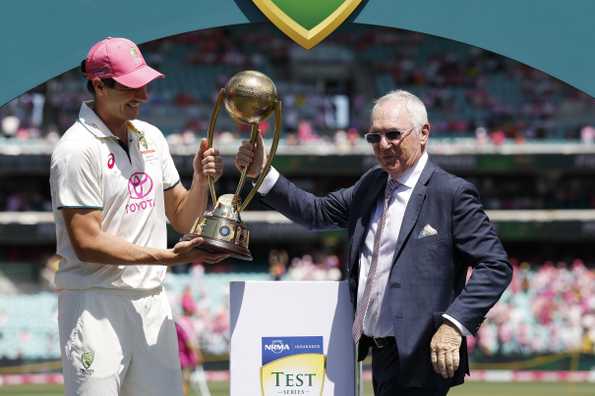 Allan Border presented the Border-Gavaskar Trophy to Australia skipper Pat Cummins Allan Border presented the Border-Gavaskar Trophy to Australia skipper Pat Cummins