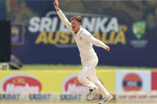 Matthew Kuhnemann celebrates a wicket Matthew Kuhnemann celebrates a wicket