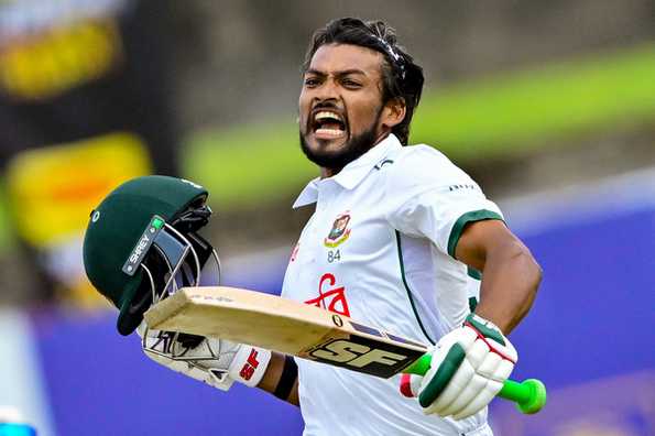 Najmul Hossain celebrates his century Najmul Hossain celebrates his century