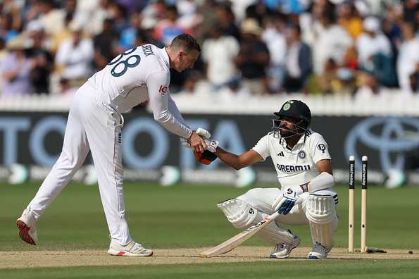 Siraj down on his haunches after losing the last wicket Siraj down on his haunches after losing the last wicket