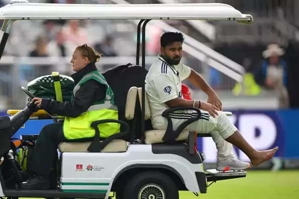 Pant was wheeled off in a buggy after copping the blow Pant was wheeled off in a buggy after copping the blow
