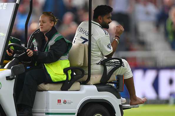 Pant had to be helped to get off the field on the opening day.