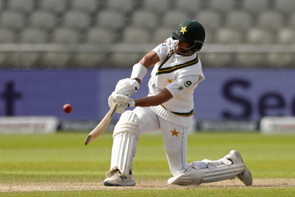 Masood let rip towards the latter part of his knock Masood let rip towards the latter part of his knock