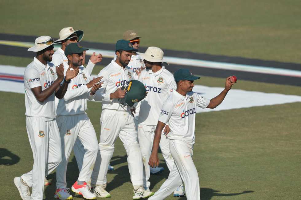 Taijul picked 7 for 116 on the third day, helping Bangladesh get a 44-run lead in the first innings. Taijul picked 7 for 116 on the third day, helping Bangladesh get a 44-run lead in the first innings.