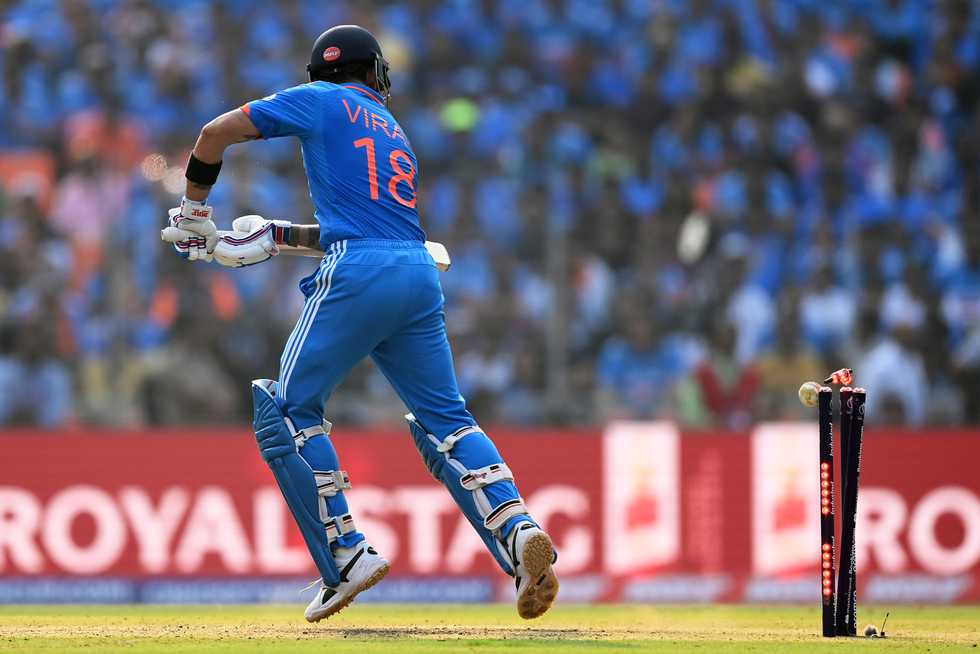 It was a good 15 seconds after Kohli had dragged Pat Cummins delivery back onto his stumps that he began to drag himself off the field It was a good 15 seconds after Kohli had dragged Pat Cummins delivery back onto his stumps that he began to drag himself off the field