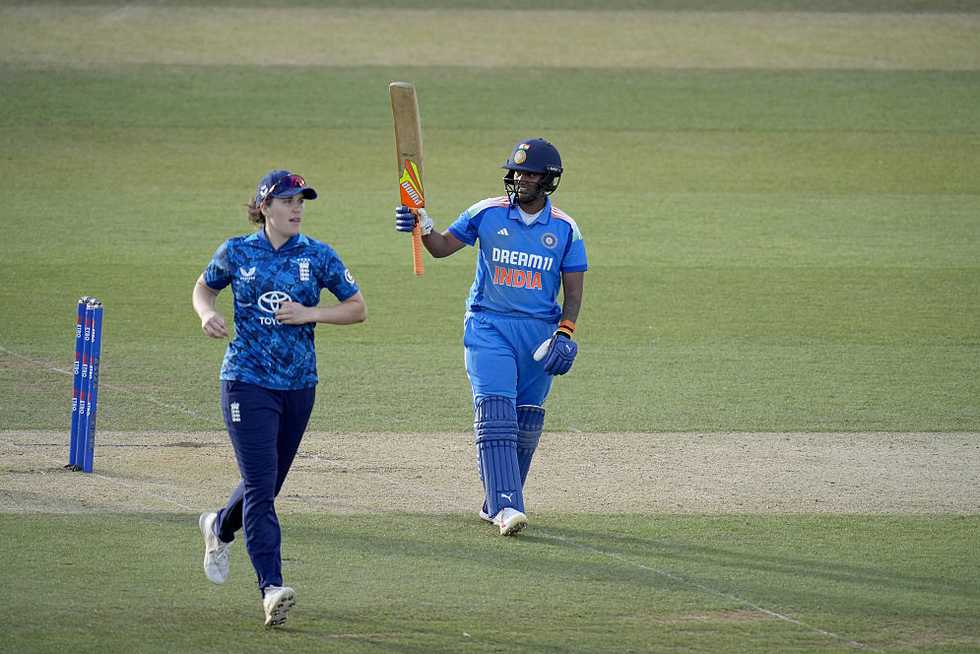 Deepti Sharma scored an unbeaten 62 in her team's winning start to the series in England